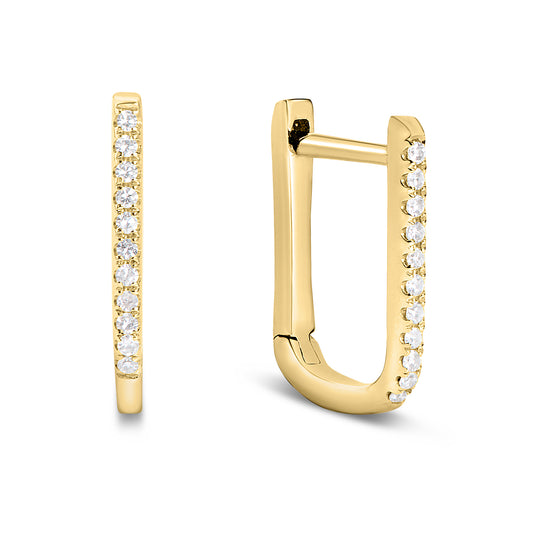 Diamond Rectangle Slim Huggie Earring