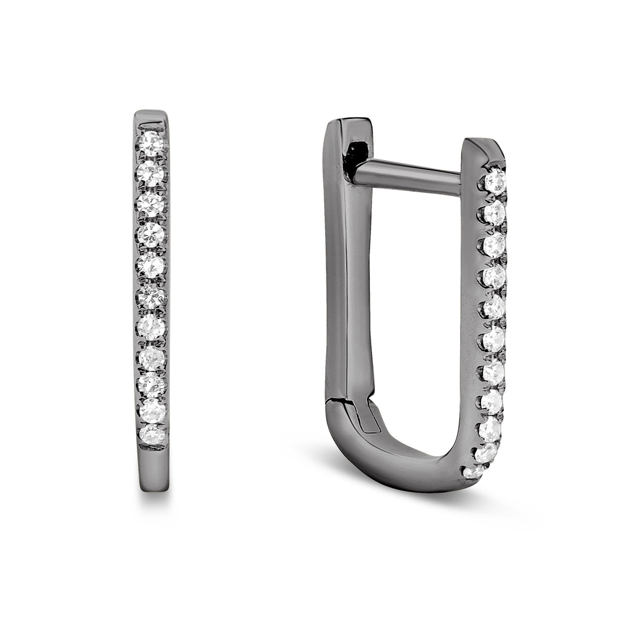 Diamond Rectangle Slim Huggie Earring