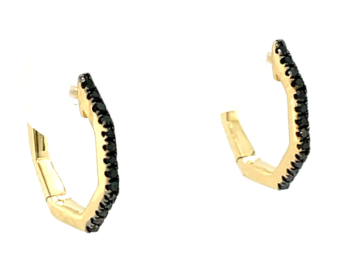 BLACK DIAMOND OCTAGON HUGGY EARRING
