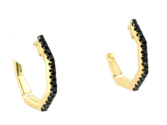 BLACK DIAMOND OCTAGON HUGGY EARRING