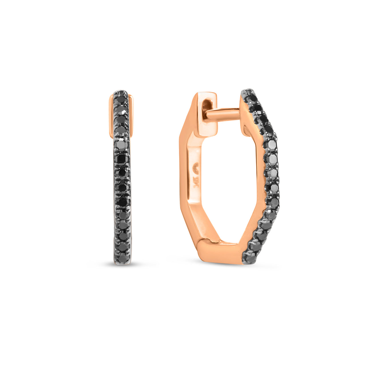 Black Diamond Octagon Slim Huggie Earring