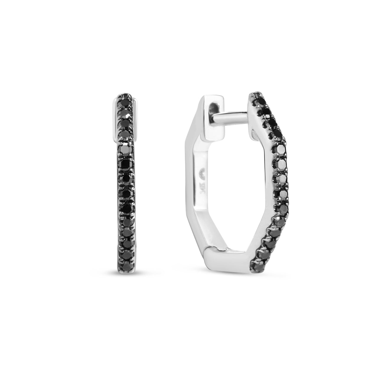 Black Diamond Octagon Slim Huggie Earring