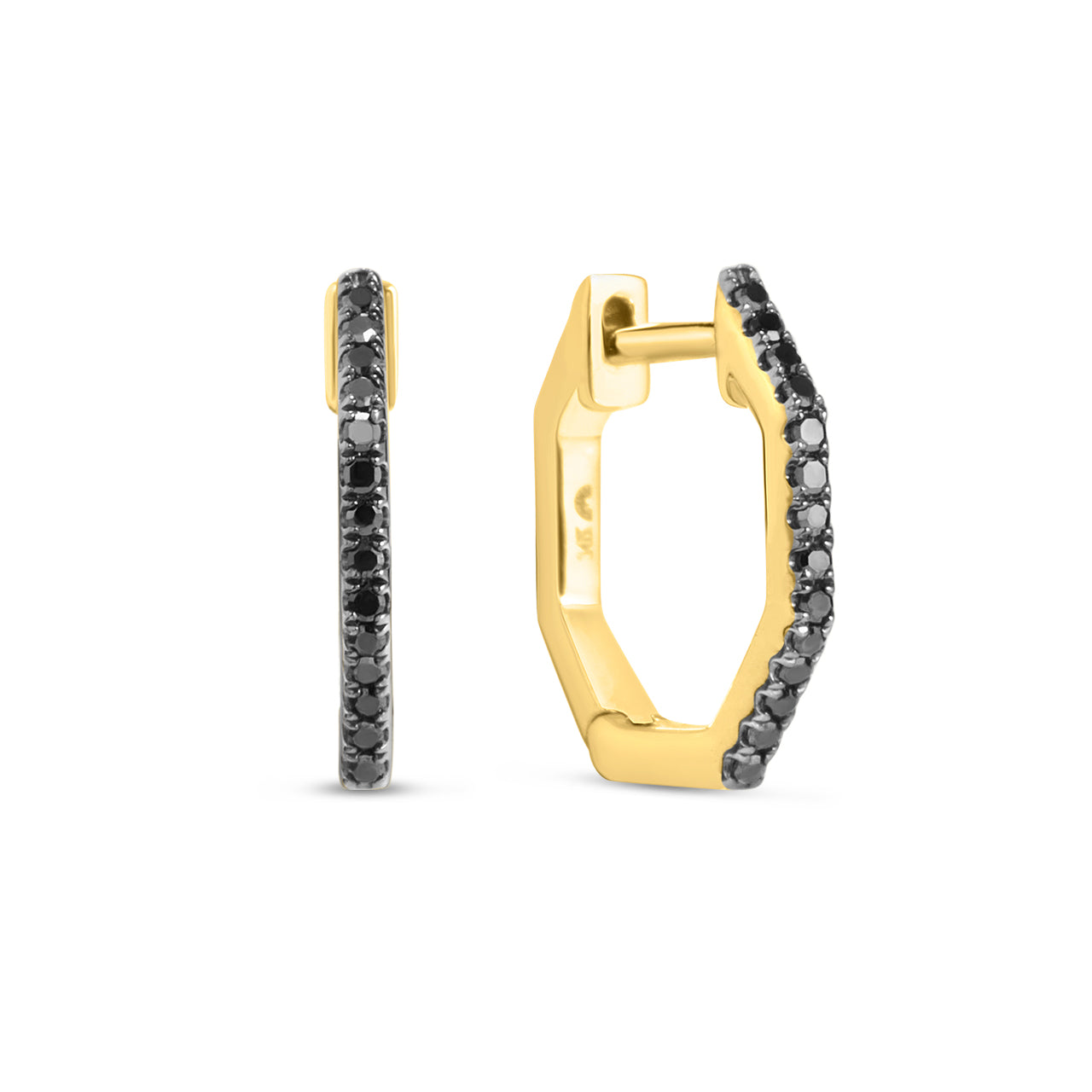 Black Diamond Octagon Slim Huggie Earring