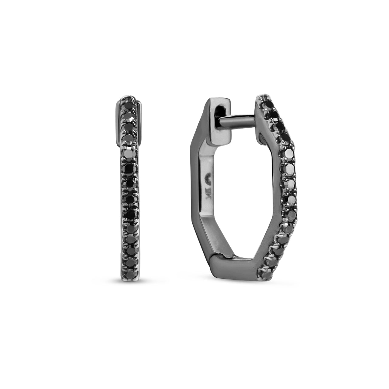 Black Diamond Octagon Slim Huggie Earring