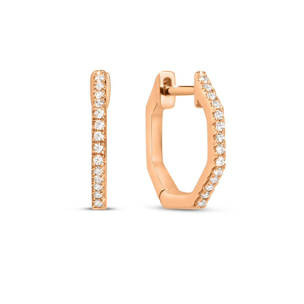 Diamond Octagon Slim Huggie Earring