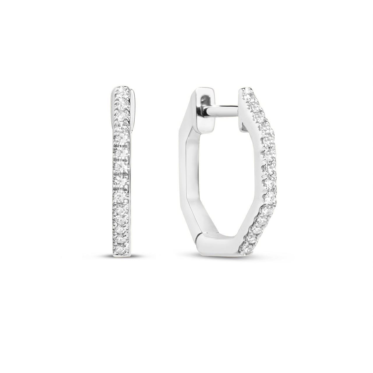 Diamond Octagon Slim Huggie Earring
