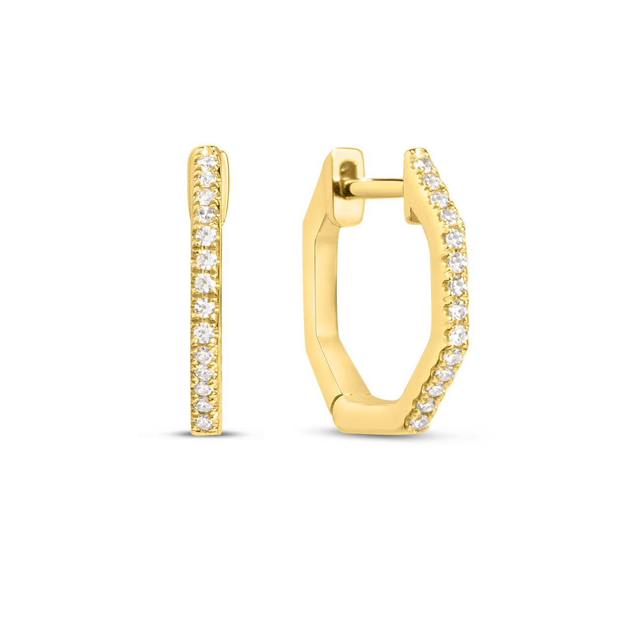 Diamond Octagon Slim Huggie Earring