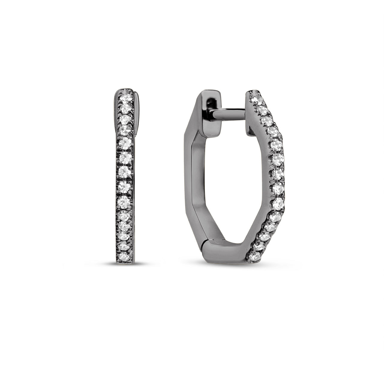 Diamond Octagon Slim Huggie Earring
