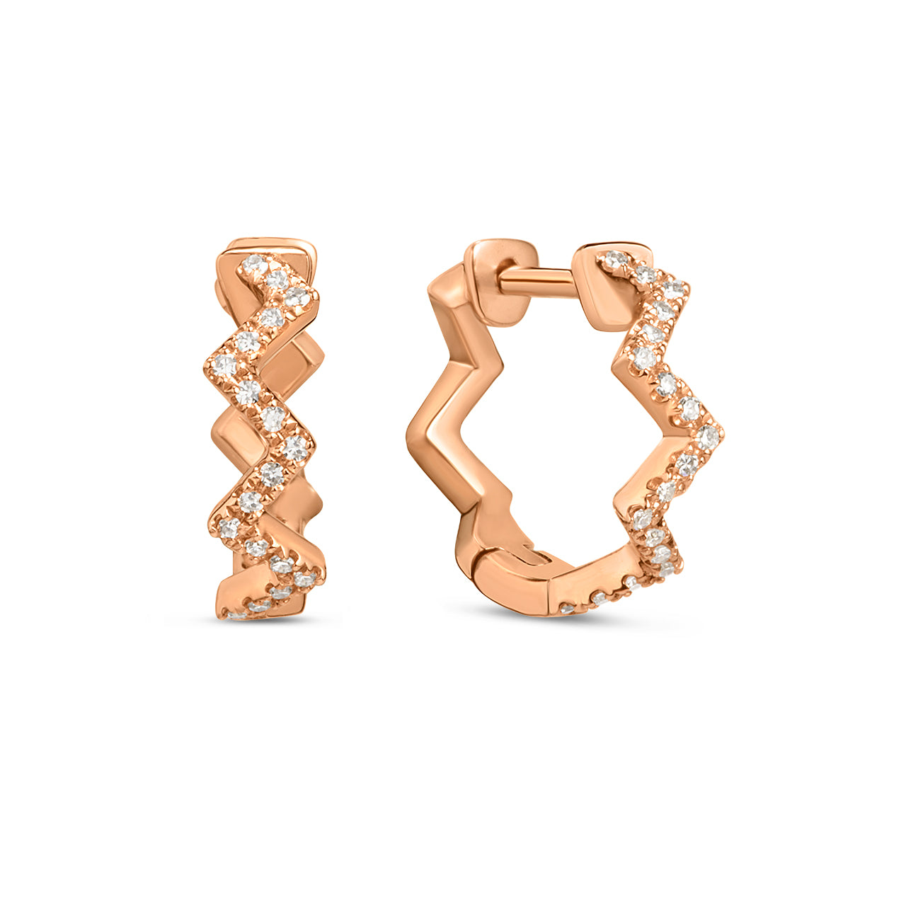 Diamond Slim Zig Zag Huggie Earring