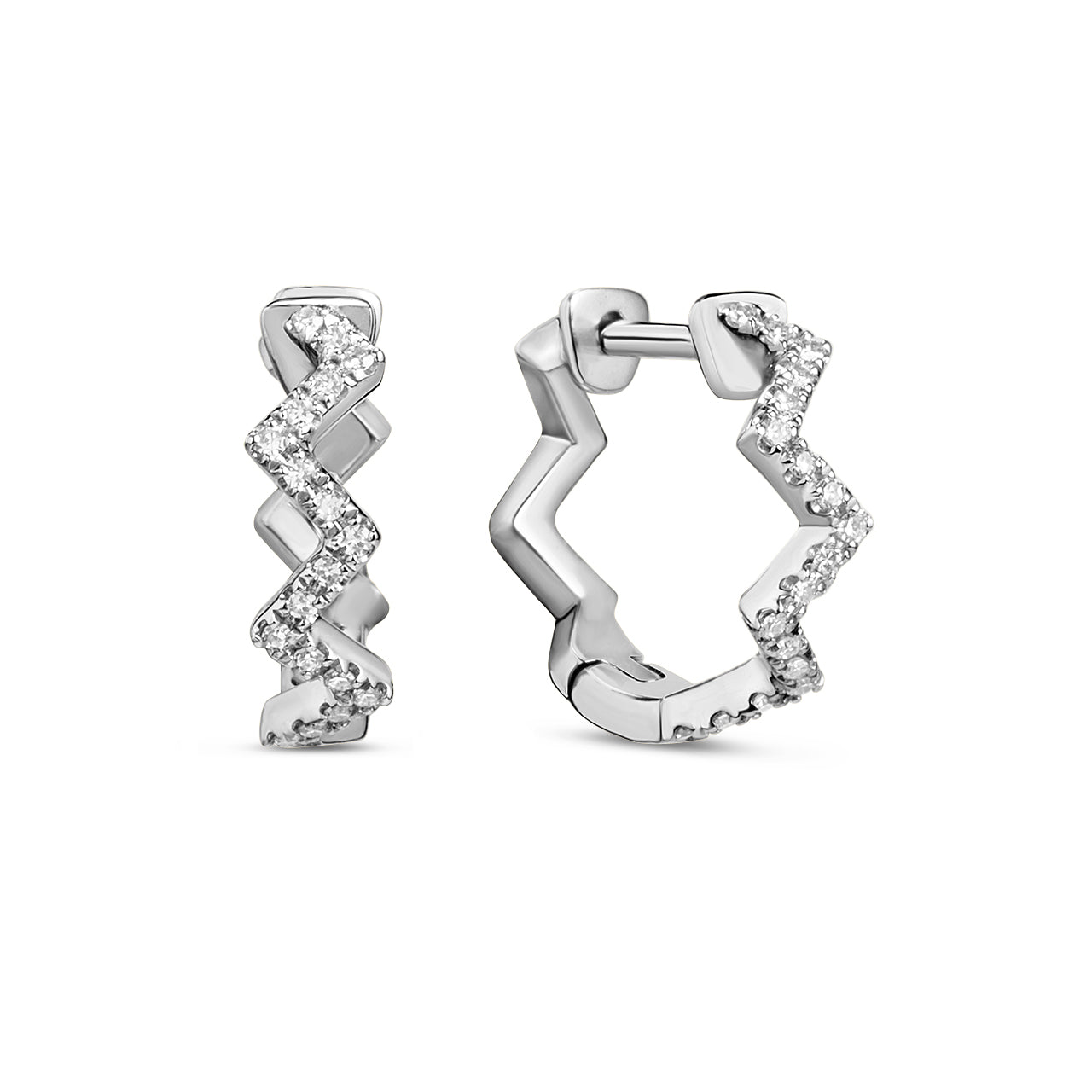 Diamond Slim Zig Zag Huggie Earring