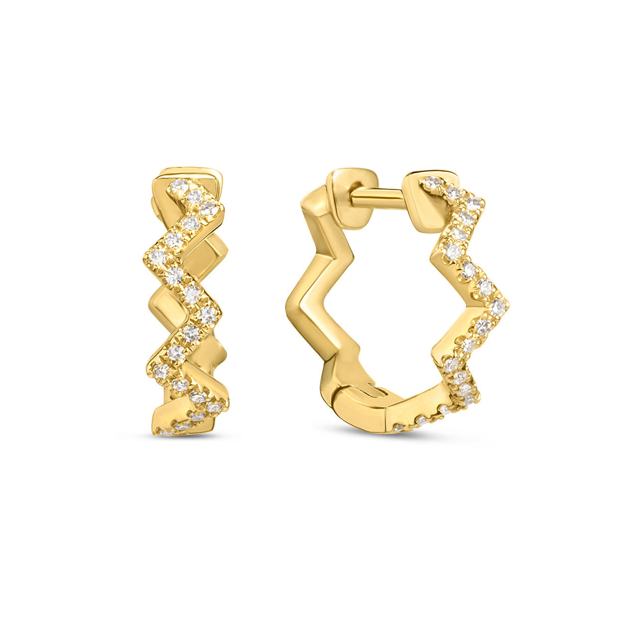 Diamond Slim Zig Zag Huggie Earring