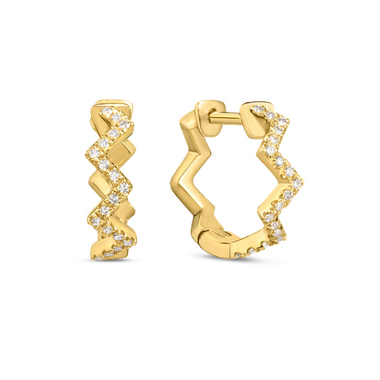 Diamond Slim Zig Zag Huggie Earring