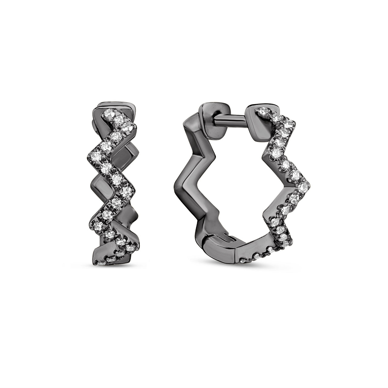 Diamond Slim Zig Zag Huggie Earring