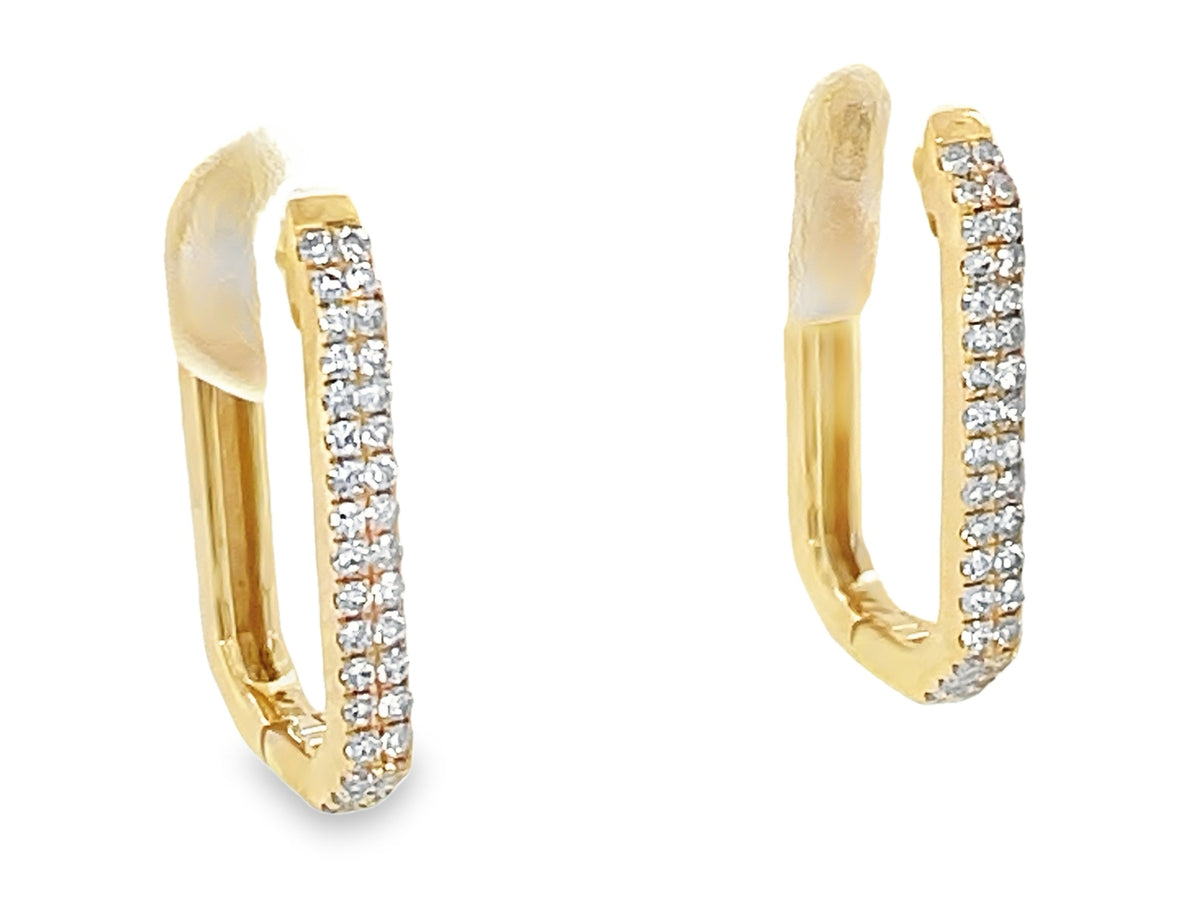 DIAMOND 2 ROW RECTANGLE INSIDE OUTSIDE HOOP EARRING