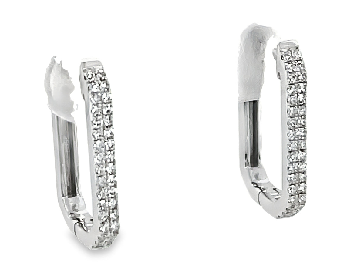 DIAMOND 2 ROW RECTANGLE INSIDE OUTSIDE HOOP EARRING