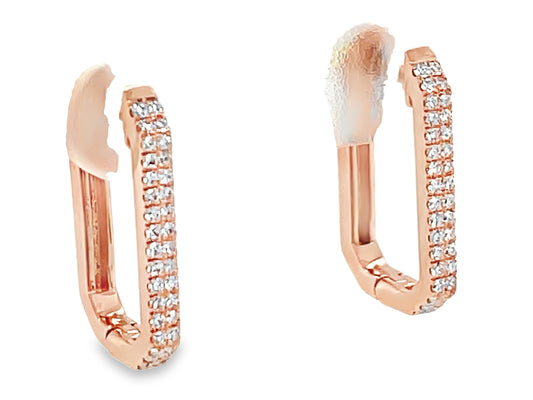 DIAMOND 2 ROW RECTANGLE INSIDE OUTSIDE HOOP EARRING