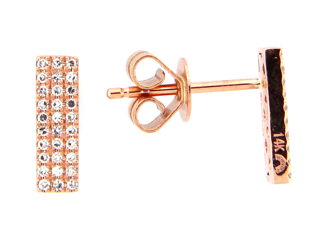 DIAMOND RECTANGLE BAR STUD EARRING