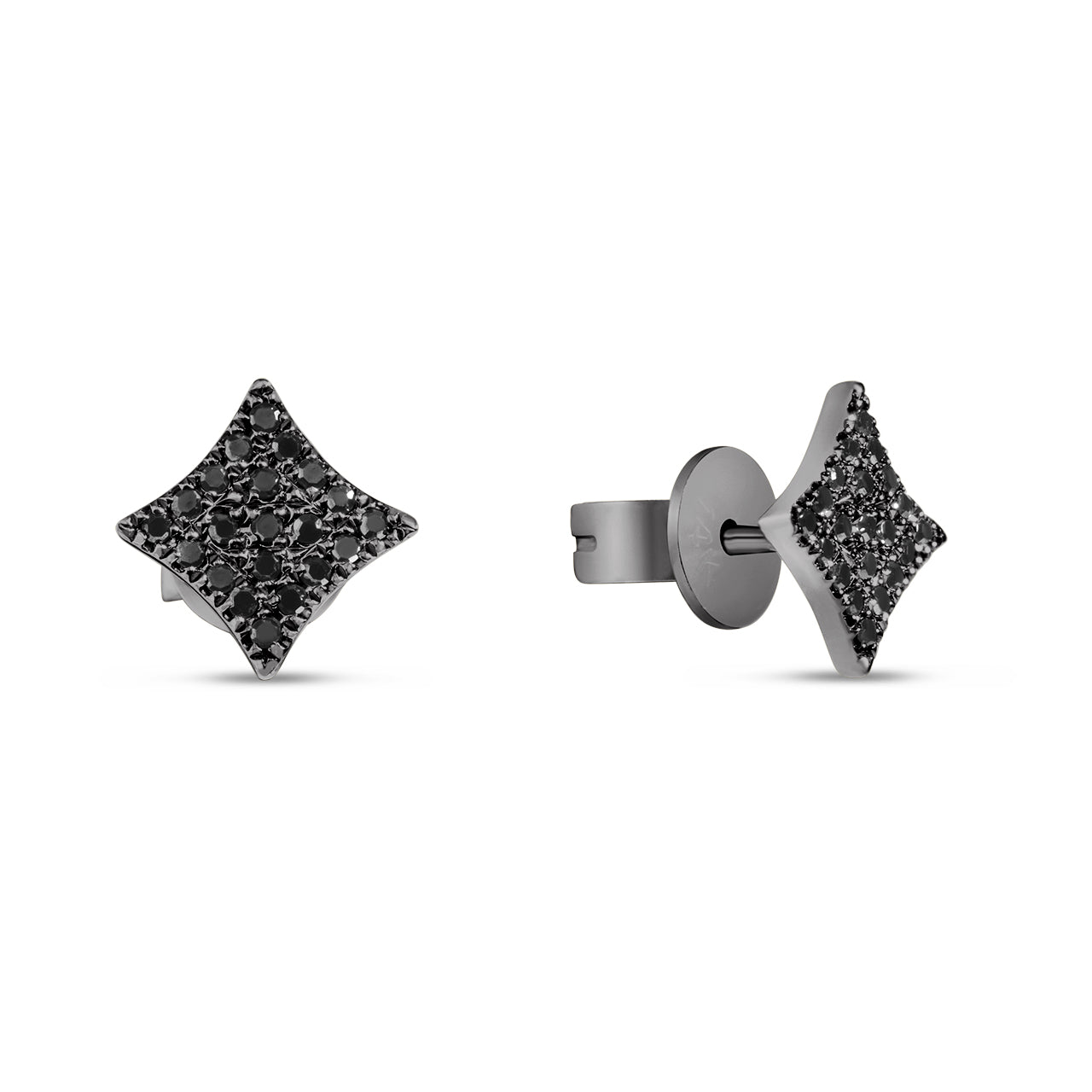 Black Diamond 4 Point Star Stud Earring