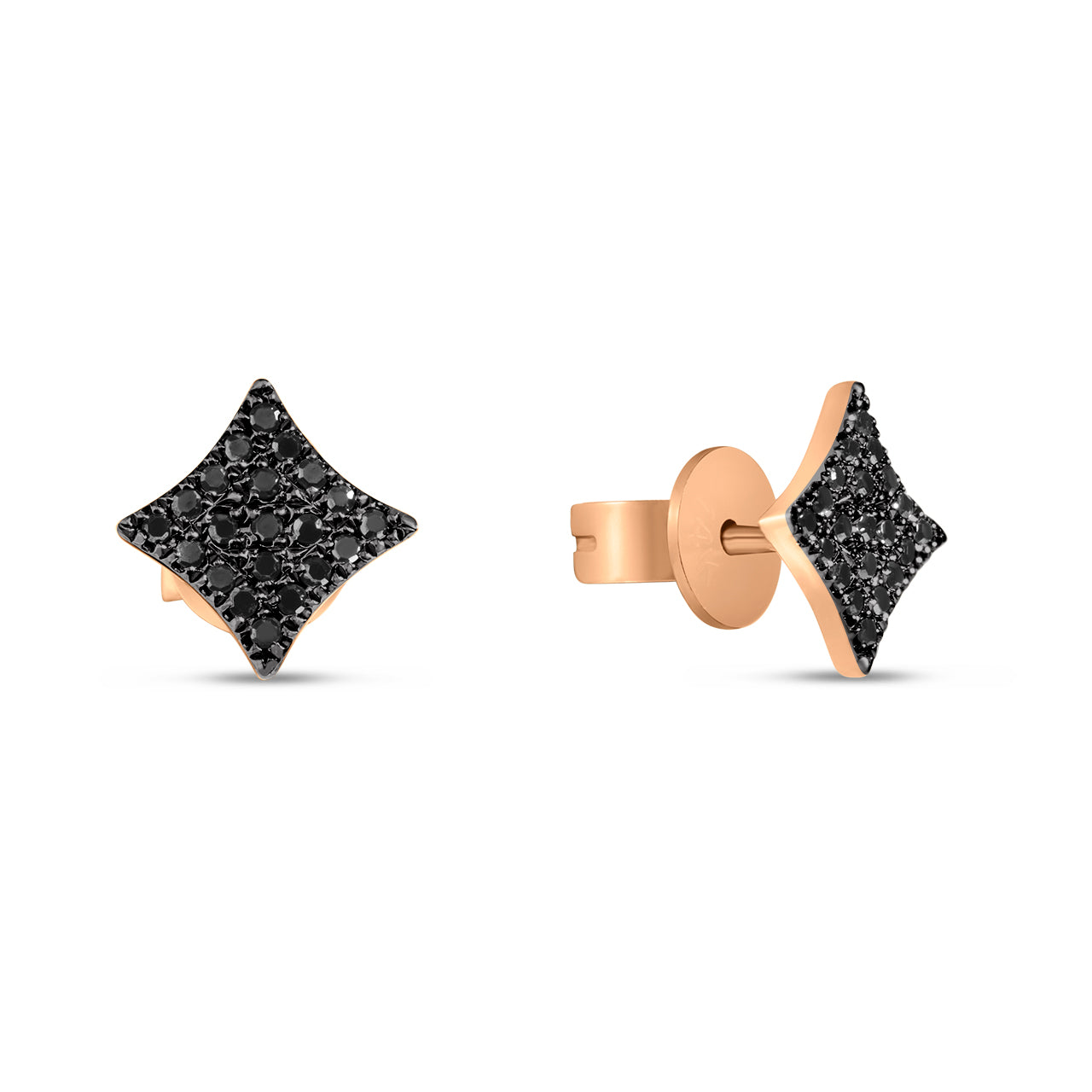 Black Diamond 4 Point Star Stud Earring