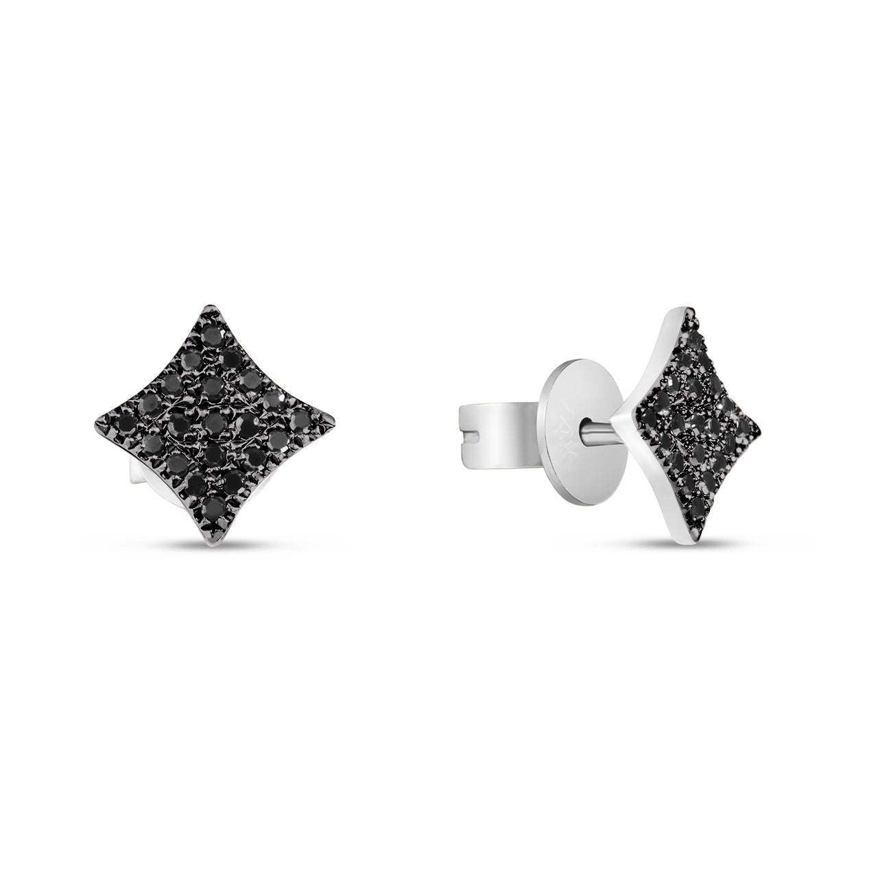 Black Diamond 4 Point Star Stud Earring