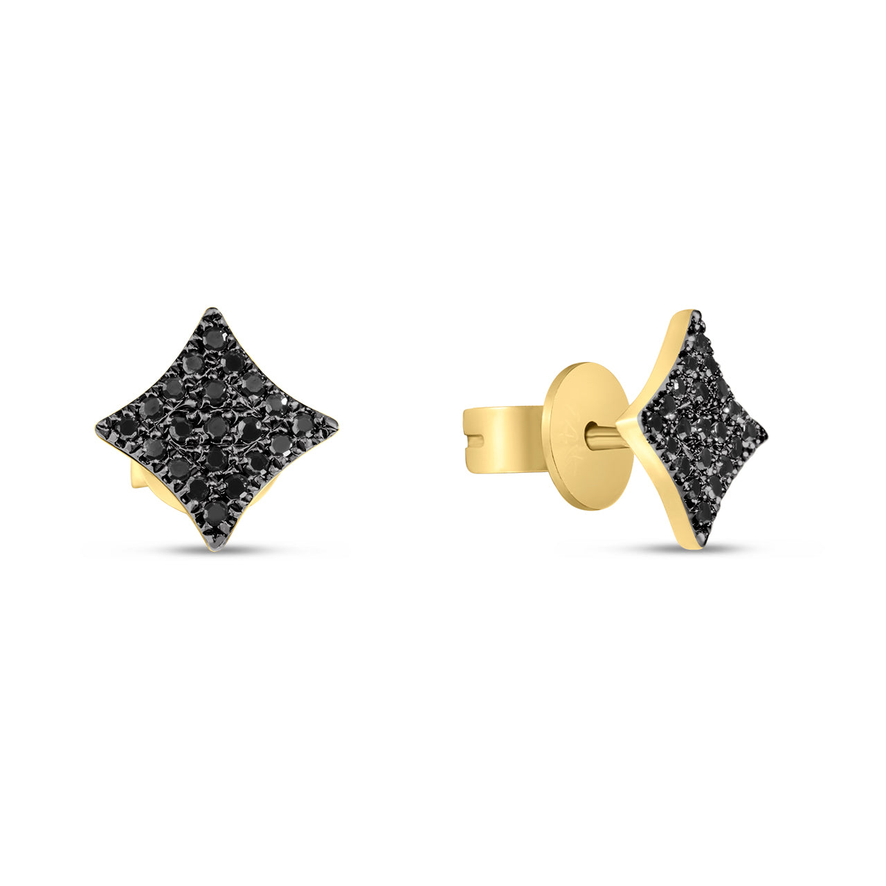 Black Diamond 4 Point Star Stud Earring