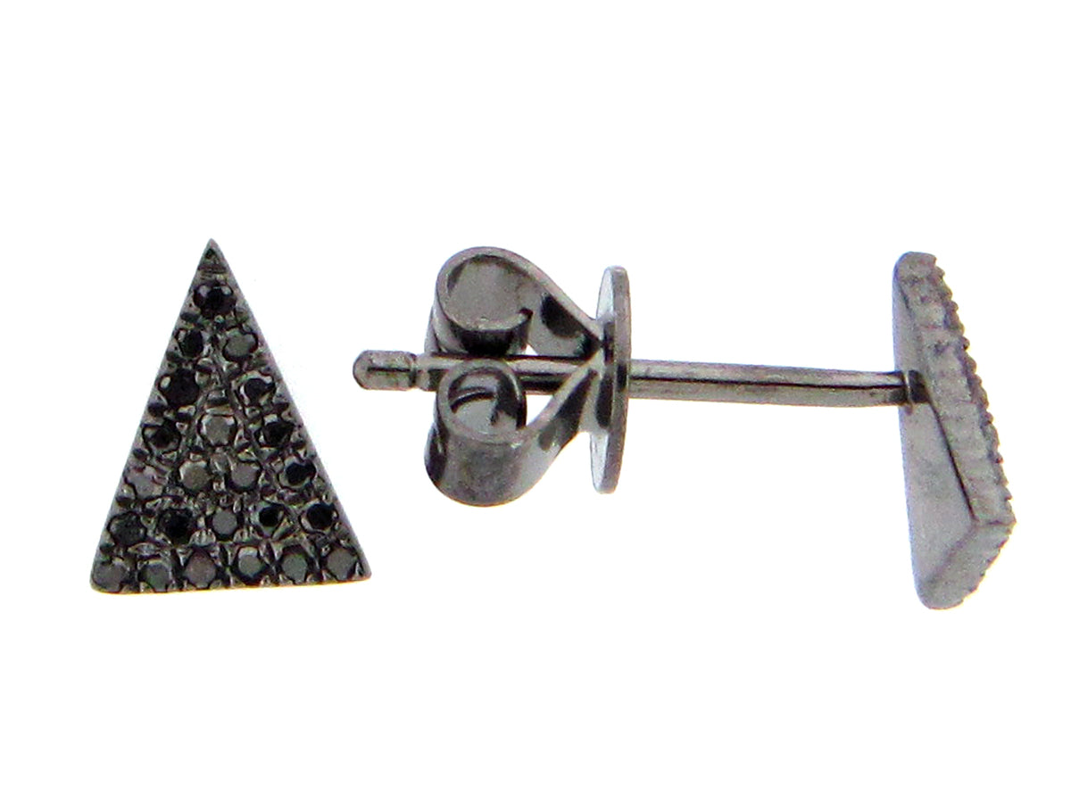 Black Diamond Triangle Stud Earring, 14k Black Finish, 6.7x5.4mm, (R)