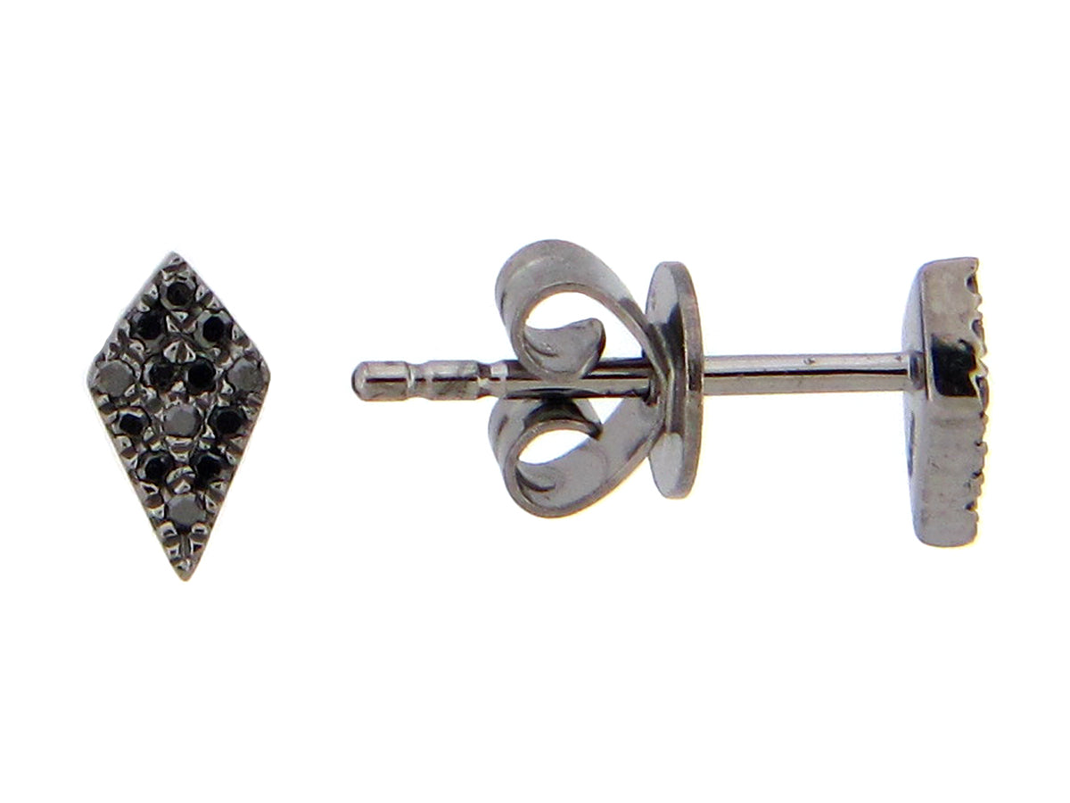 BLACK DIAMOND KITE STUD EARRING, 14K BLACK FINISH, 6.2 X3.5MM, (R)