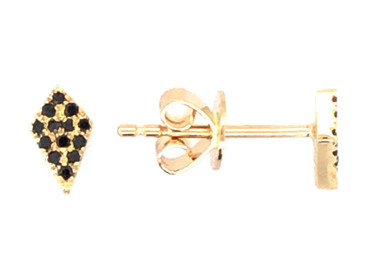 BLACK DIAMOND KITE STUD EARRING, 6.2 X3.5MM, 14KY NO BLACK RHODIUM