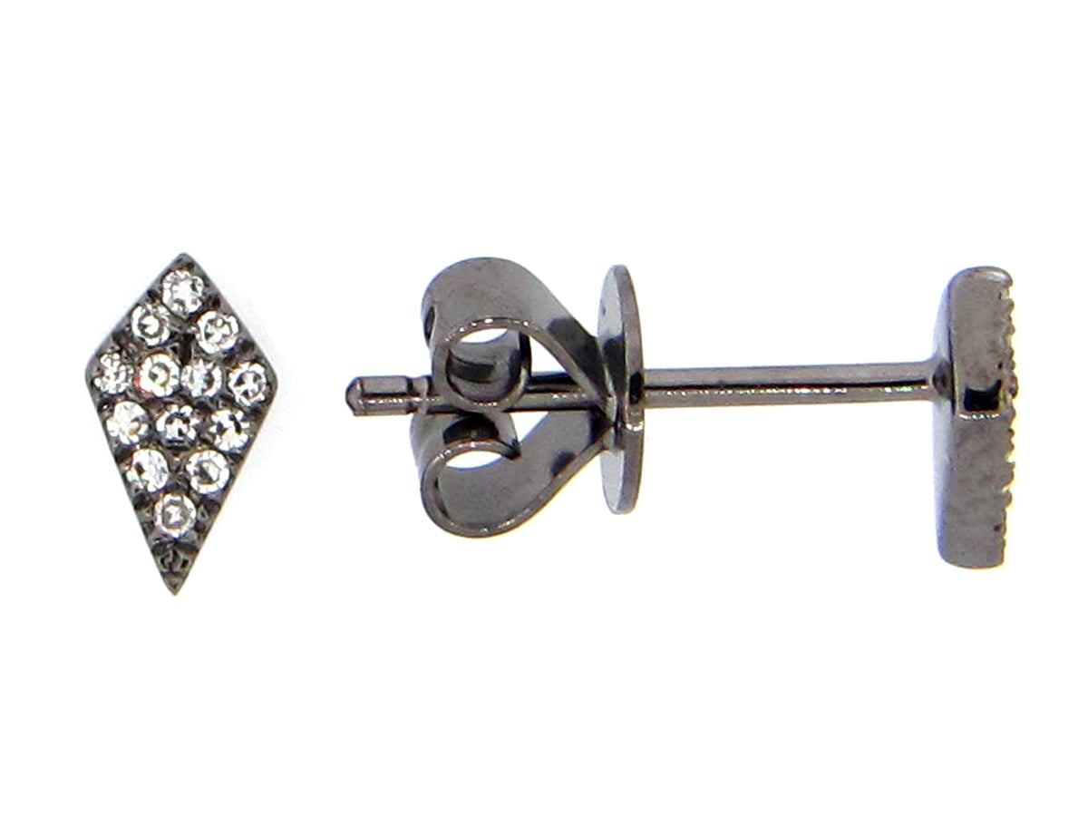DIAMOND KITE STUD EARRING, 14K BLACK FINISH, 6.2X3.5MM, (N)