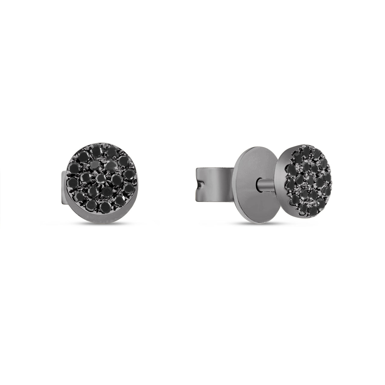 Black Diamond Disc Stud Earring