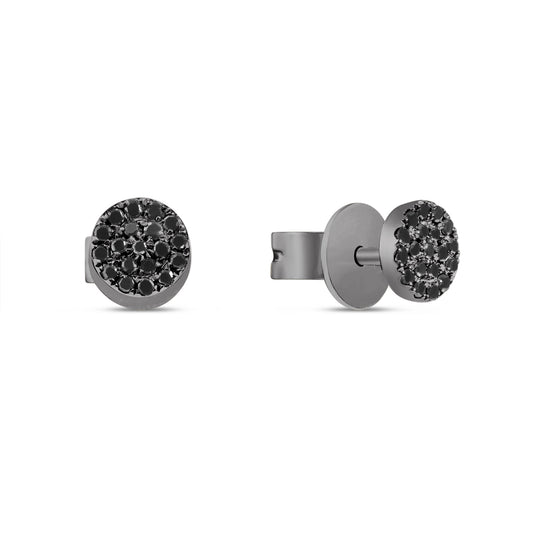 Black Diamond Disc Stud Earring