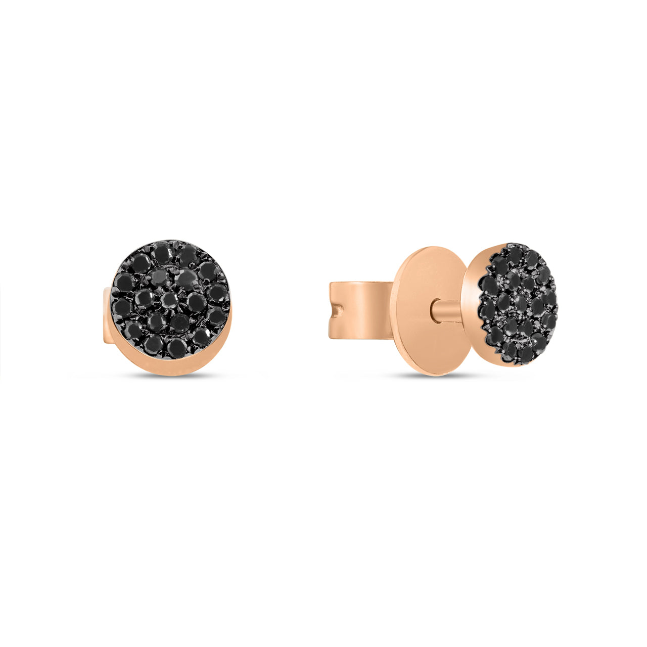 Black Diamond Disc Stud Earring