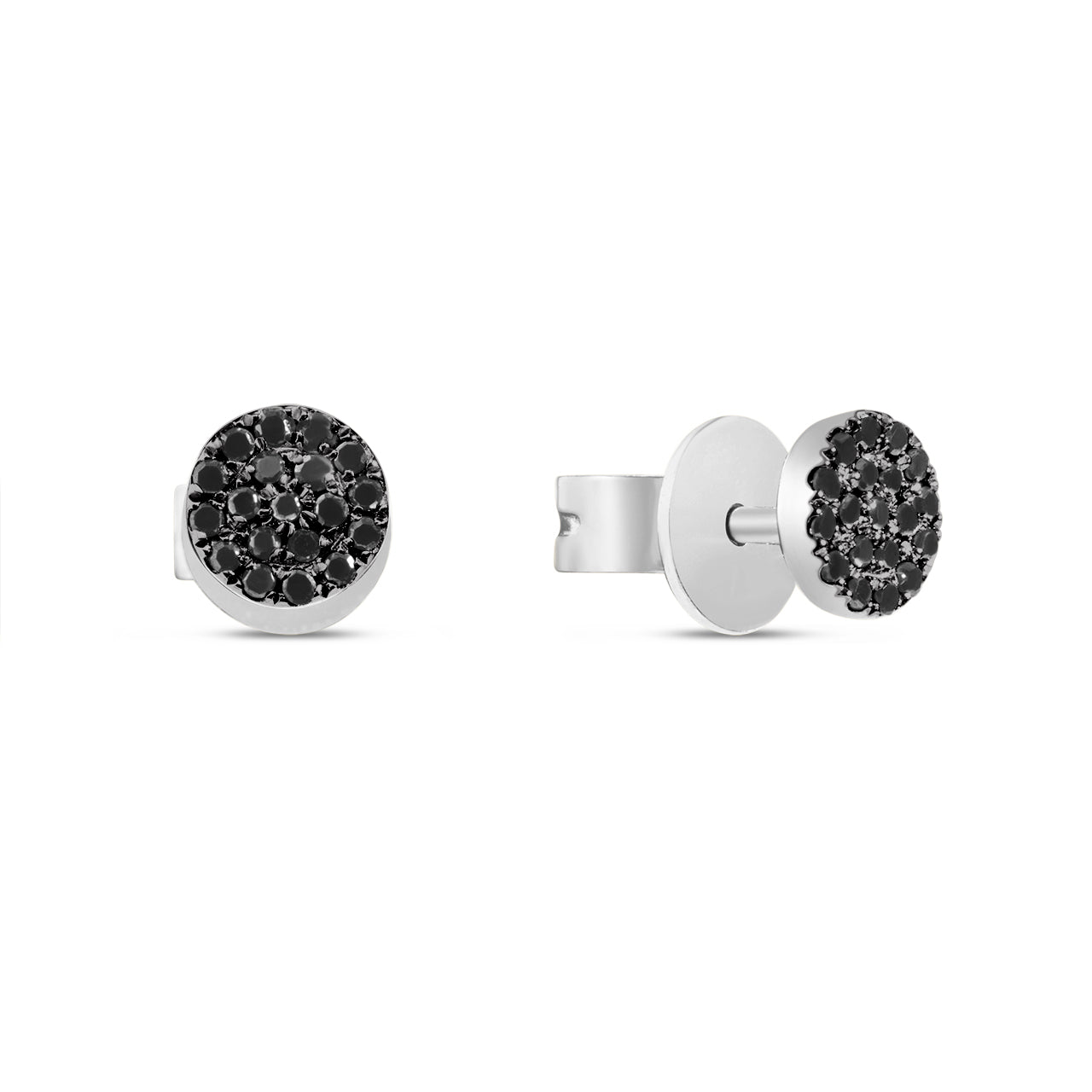 Black Diamond Disc Stud Earring