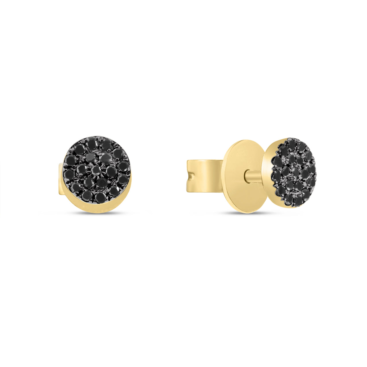 Black Diamond Disc Stud Earring