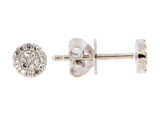 DIAMOND DISC STUD EARRING, 18KW, 4.3MM, (N)