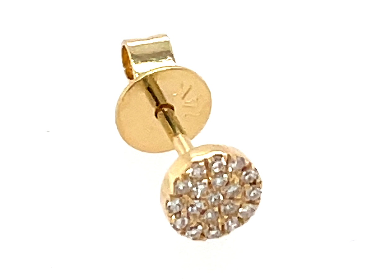 SINGLE DIAMOND DISC STUD EARRING, 4.3MM,  14KY (N)