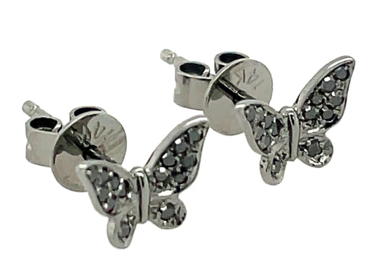 BLACK DIAMOND BUTTERFLY STUD EARRING, 14K BLACK FINISH, 8X6MM, (R)