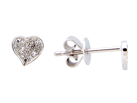 DIAMOND HEART STUD EARRING, 18KW, 4.7X5.1MM, (N)