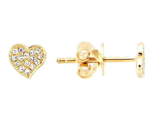 DIAMOND HEART STUD EARRING, 18KY, 4.7X5.1MM, (N)
