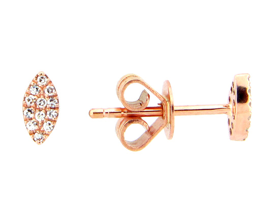 Diamond Marquis Stud Earring, 14kr, 5.6 X 3 Mm, (N)