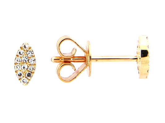 DIAMOND MARQUIS STUD EARRING, 18KY, 5.6 X 3 MM, (N)