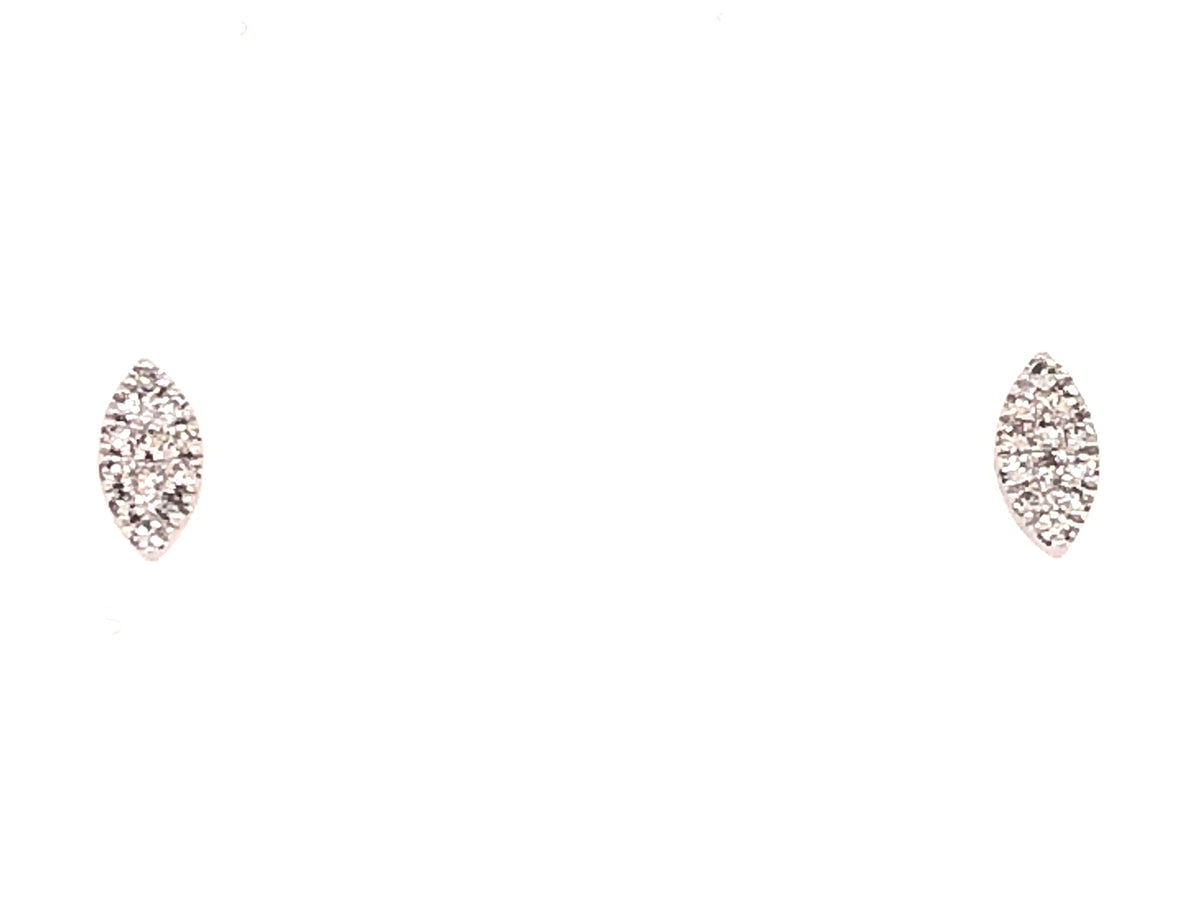DIAMOND MARQUIS STUD EARRING, 18KW, 5.6 X 3 MM, (N)