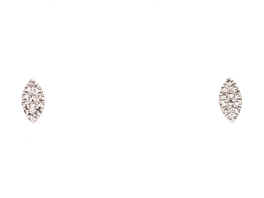 DIAMOND MARQUIS STUD EARRING, 18KW, 5.6 X 3 MM, (N)