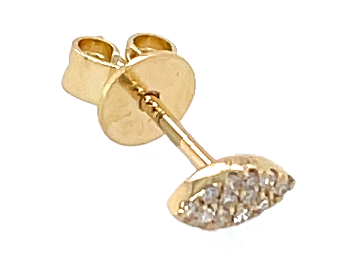 SINGLE DIAMOND MARQUIS STUD EARRING, 14KY, 5.6 X 3 MM, (N)