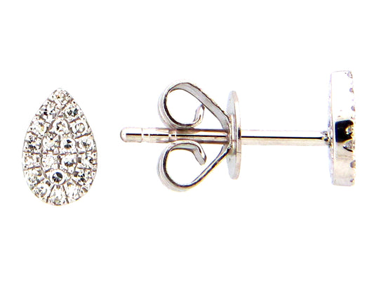 DIAMOND PEAR STUD EARRING, 18KW, 6 X 4 MM, (N)