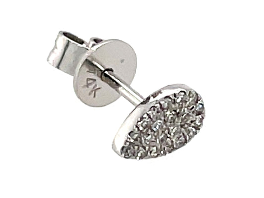 Single Diamond Pear Stud Earring, 14kw, 6 X 4 Mm, (N)