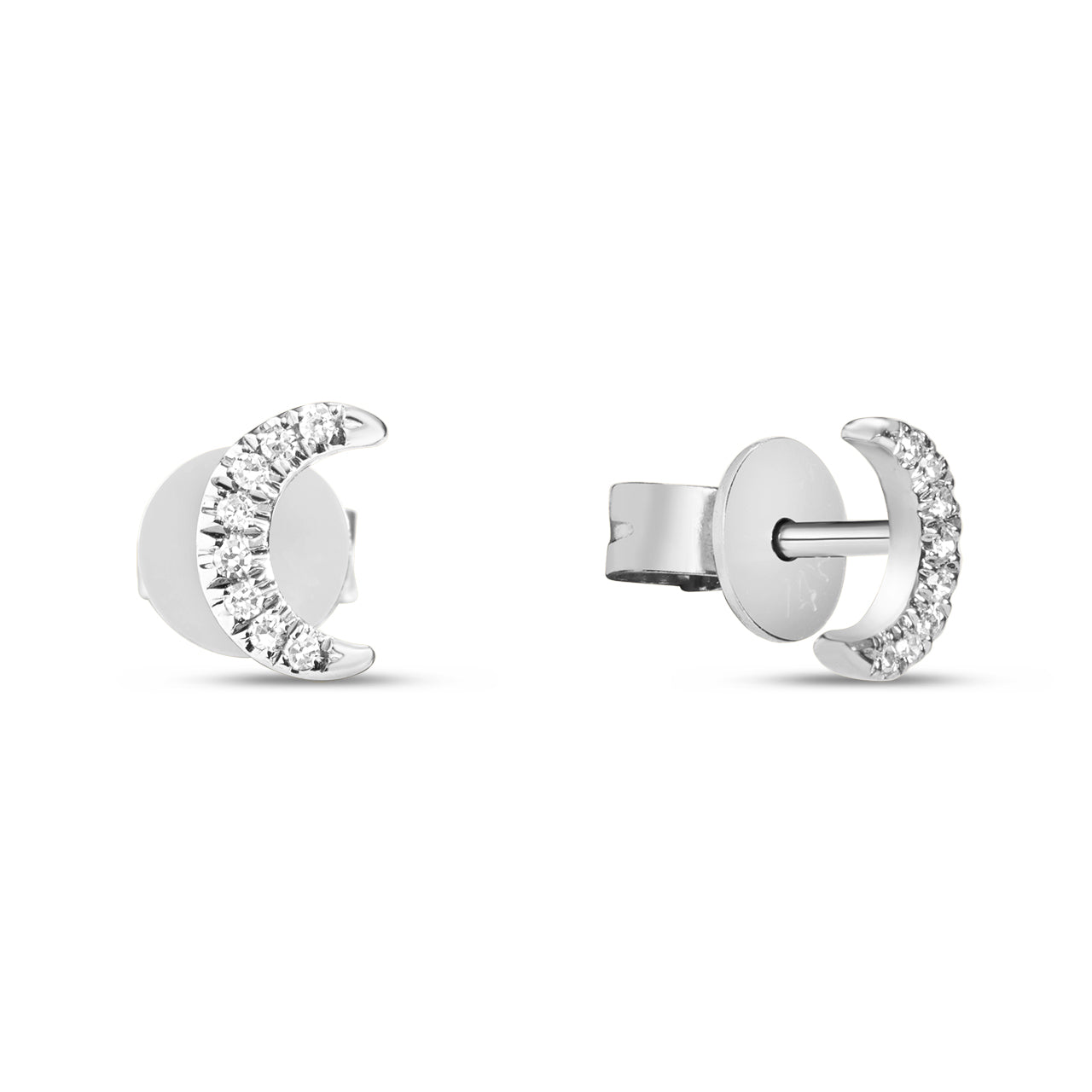 Diamond Crescent Moon Stud Earring