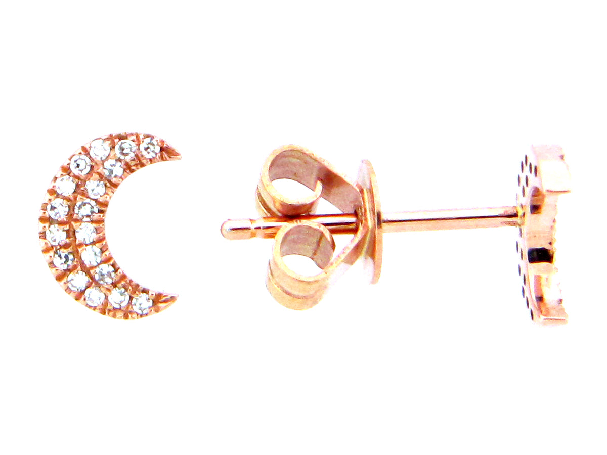 DIAMOND CRESCENT MOON STUD EARRING