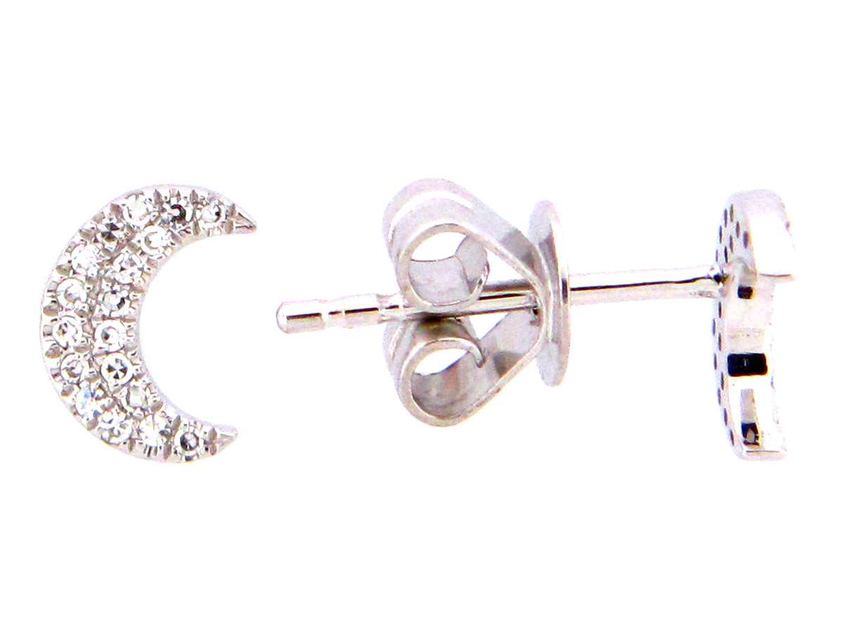 DIAMOND CRESCENT MOON STUD EARRING