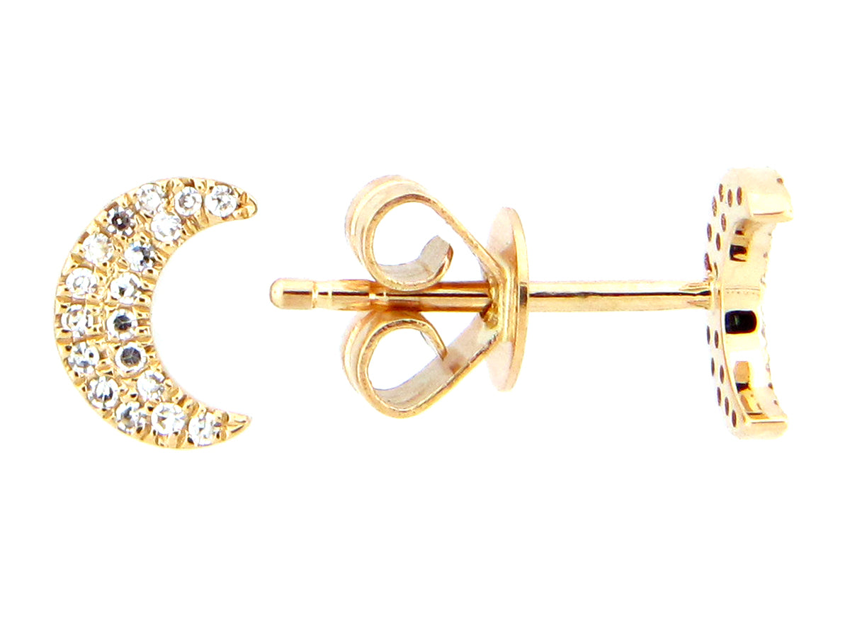 DIAMOND CRESCENT MOON STUD EARRING